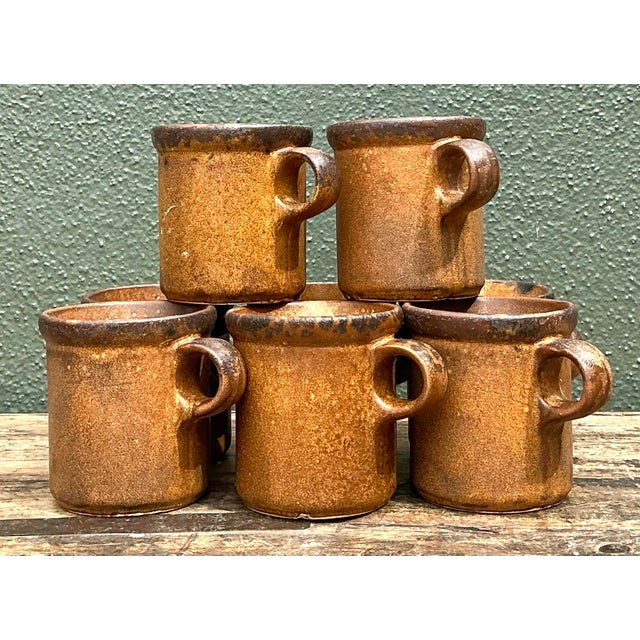 Vintage Mid-Century Modern Glazed Ceramic Coffee Mugs - Set of 8 For Sale - Image 9 of 12