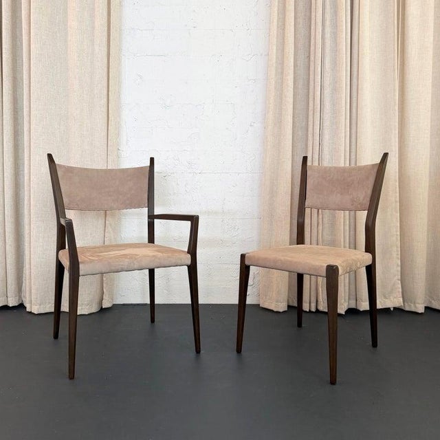 Taupe Mid-Century Modern Mahogany and Suede Dining Chairs by Paul McCobb for Calvin For Sale - Image 8 of 11