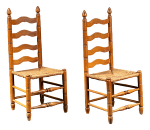 Pair of Mid 20th Century American Ladderback Rush Seat Dining Chairs