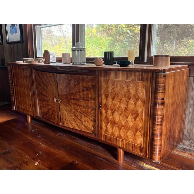 Antique 1940s French Art Deco "Sunburst" Brazilian Rosewood Sideboard For Sale - Image 9 of 12