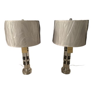 Ralph Lauren Farrah Crystal Column Table Lamps - A Pair For Sale