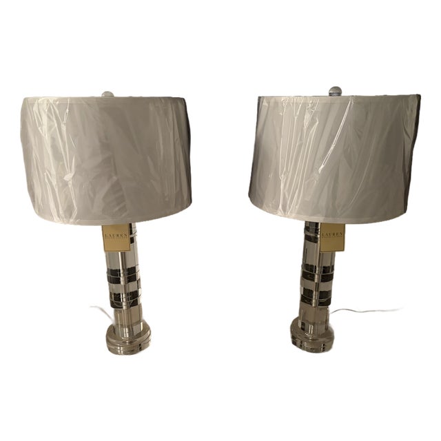 Ralph Lauren Farrah Crystal Column Table Lamps - A Pair For Sale