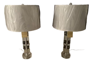 Ralph Lauren Farrah Crystal Column Table Lamps - A Pair