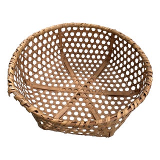 Vintage Japanese Bamboo Harvest Basket, 1960s For Sale