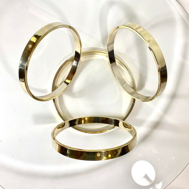 1970s 1970’s Hollywood Regency Brass Ring Glass Top Coffee Table For Sale - Image 5 of 6