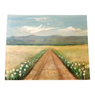 2015 “Beyond the Horizon” Rustic Mountain, Field, Open Road Landscape Oil Painting For Sale