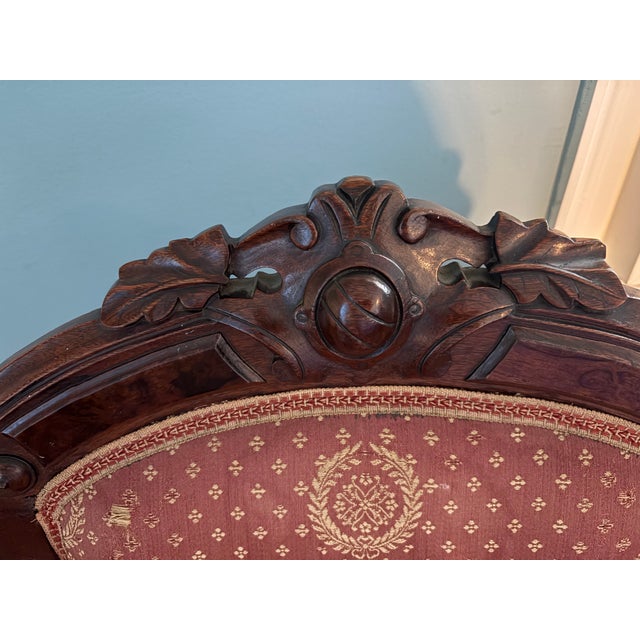 Mid 19th Century 1870's American Renaissance Revival Ladies Parlor Chairs - Attributed to Prudent Mallard - Pair For Sale - Image 5 of 10