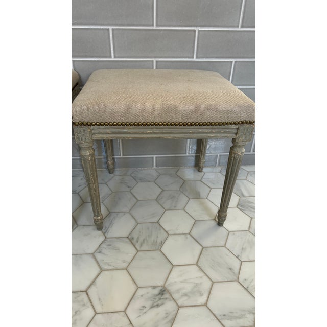 Beige Late 20th Century Louis Style Upholstered Benches, 2 Pieces For Sale - Image 8 of 15