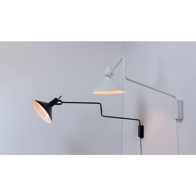 Black and White Large Metal Paperclip Wall Lamps by J. J. M. Hoogervorst for Anvia, 1970s, Set of 2 For Sale - Image 9 of 18