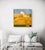 Golden Fields by Justin Wheatley | Acrylic on Canvas White Barn With Gold Fields For Sale - Image 10 of 12