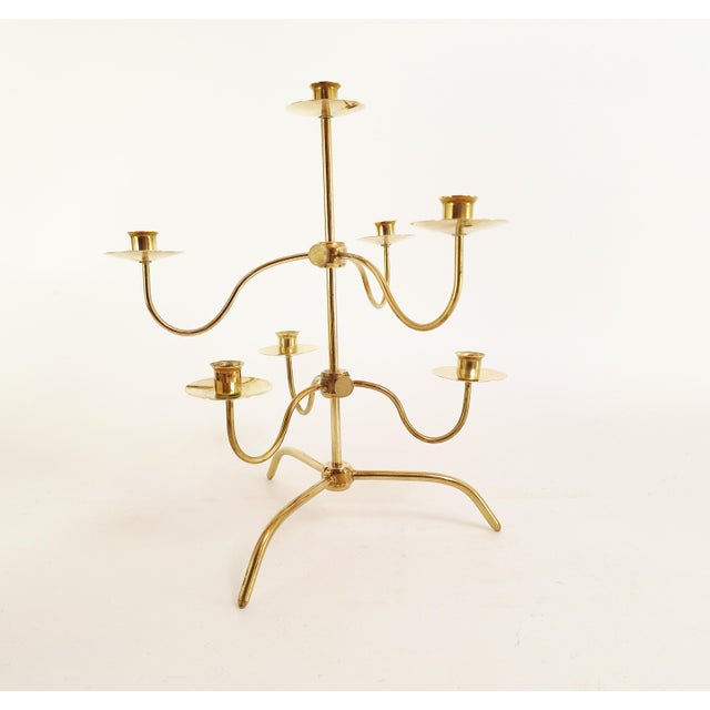 Mid-Century Modern Swedish Brass Candelabra, 1950s For Sale - Image 10 of 10