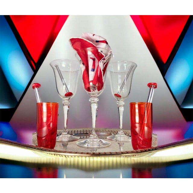 Vintage Clear and Red Glass Cocktail Muddlers- Set of 4 For Sale - Image 10 of 12