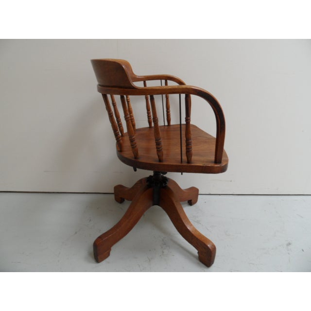 Wood Antique Oak Rotating Desk Armchair, 1890s For Sale - Image 7 of 12