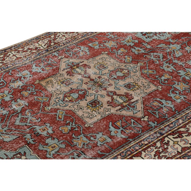 Vintage Turkish Distressed Rug in Colorful Geometric Patterns, From Rug ...