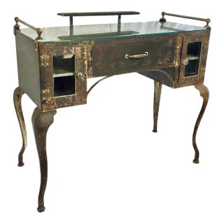 1930's Industrial French Metal Vanity For Sale