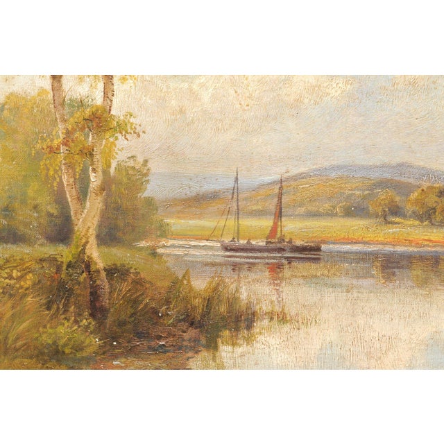 Late 19th C. River Landscape W/ Sailboat For Sale - Image 12 of 14