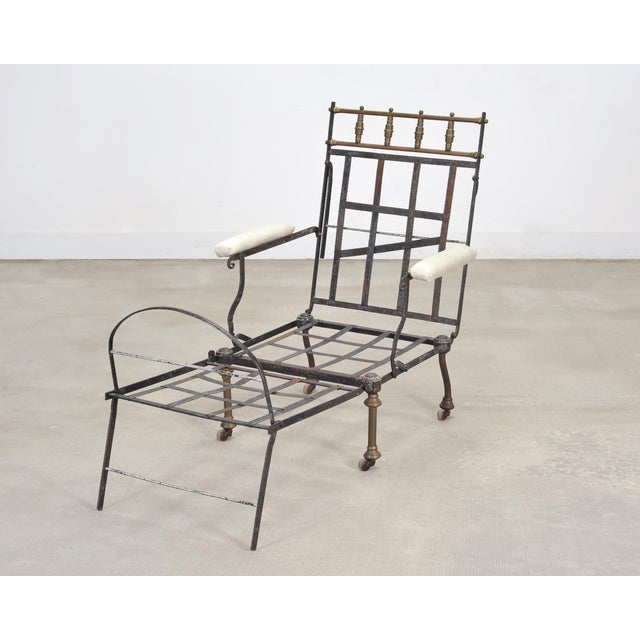 Late 19th C. French Campaign Style Iron Bronze Chaise Longue For Sale In Sacramento - Image 6 of 18