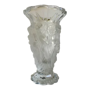 Vintage Desna Czech Republic Crystal Nude Figures Vase