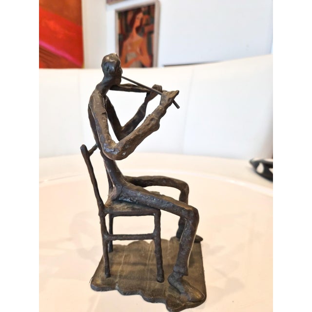 Metal Bronze Violinist Sculpture For Sale - Image 7 of 7