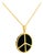 14K Yellow Gold Black Onyx Peace Sign Pendant Slide Modern Estate For Sale