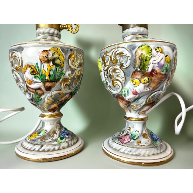 Portuguese Porcelain Hand Painted Table Lamps by Alcobaça Porcelain Factory, Set of 2 For Sale - Image 18 of 18