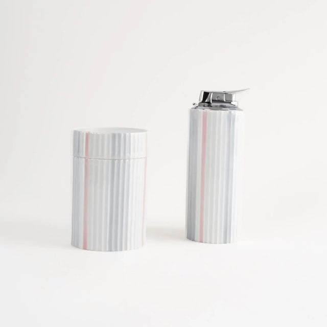Rosenthal Vintage Rosenthal Studio Linie Striped Ceramic Table Lighter Set For Sale - Image 4 of 12