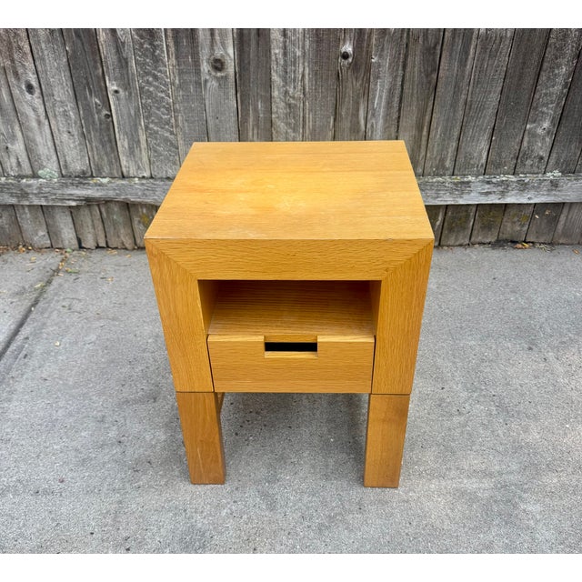 Modern Oak Nightstand or Side Table For Sale - Image 4 of 5