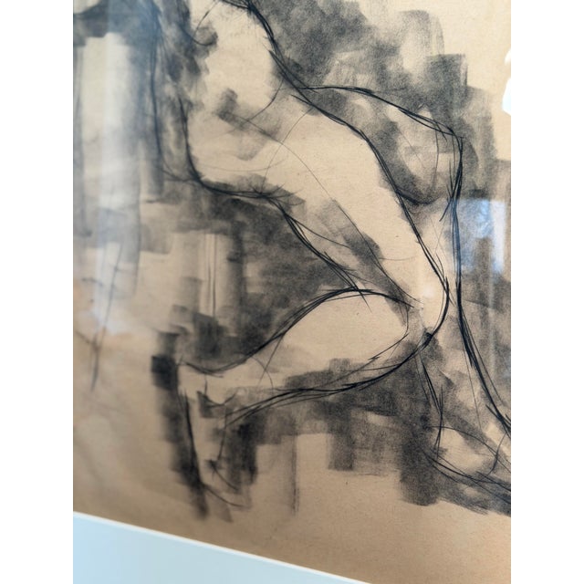Original Charcoal Seated Nude Figure Study on Toned Paper, Mid-Century Framed Art I For Sale In Los Angeles - Image 6 of 8
