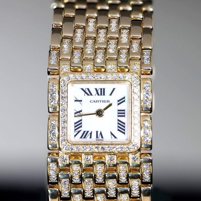 Cartier Panthère Ruban Wg3009ta Factory Diamond 18k Gold Full Set Watch For Sale In Miami - Image 6 of 18