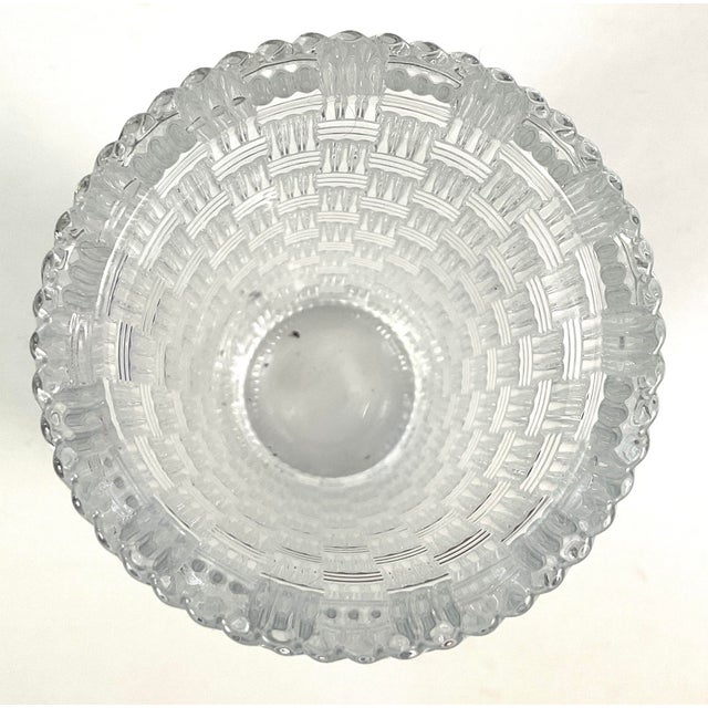 1970s Tiffany & Co.-– Signed, 8 Inch Crystal, Basket, Weave, Cylinder Shaped Vase-Mint For Sale - Image 6 of 7