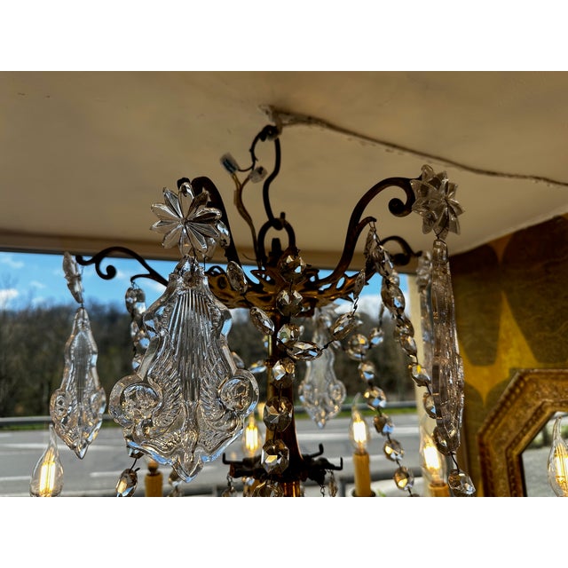 Metal 19th Century Crystal and Bronze Chandelier For Sale - Image 7 of 18