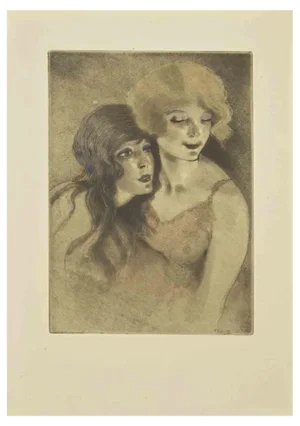 Édouard Chimot, Friends, Etching, 1930s