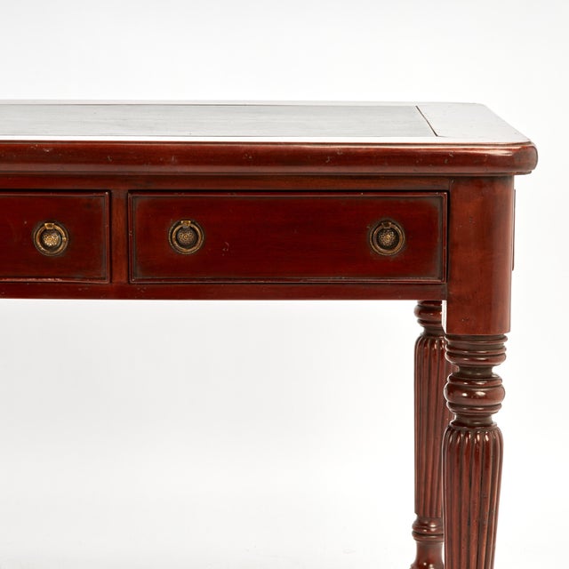 Late 19th Century Antique English Leather Top Desk or Library Table For Sale - Image 5 of 11
