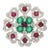 14k White Gold Emerald and Ruby Floral Cocktail Ring With Diamonds Size 5 For Sale - Image 4 of 13