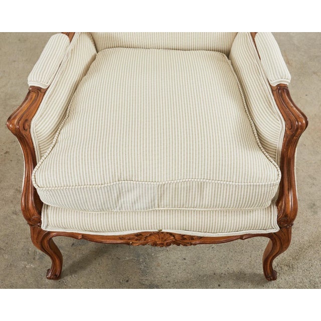 Pair of Country French Provincial Walnut Carved Armchairs For Sale In Sacramento - Image 6 of 13