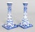 A lovely pair of Mid-Century Dutch Delft faience candlesticks. Maker's mark on reverse. These fine candlesticks are hand...