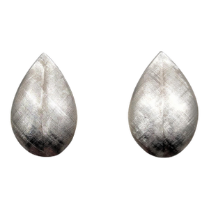Vintage Signed Napier Rhodium Plated Textured Leaf Clip Earrings-2 Pieces