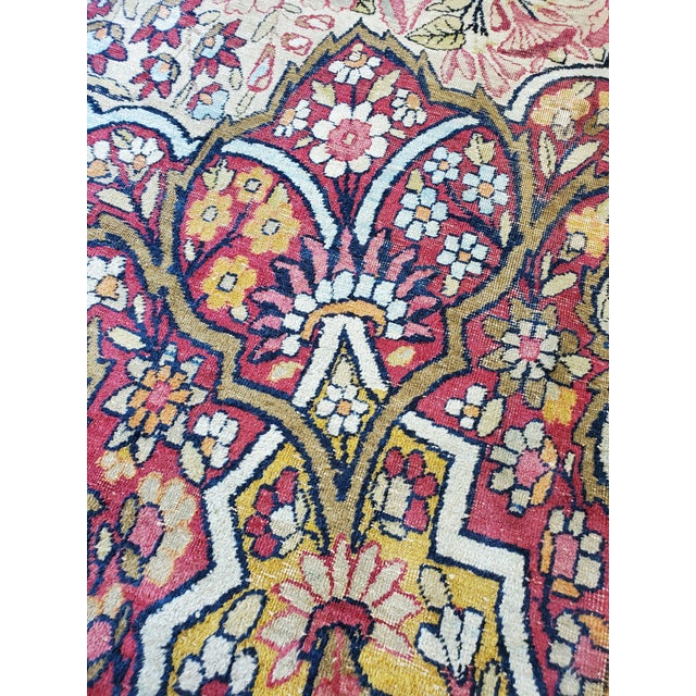 Antique Persian Lavar Kerman Carpet, Traditional, Soft, Gold, Ivory, Blue, Green For Sale - Image 14 of 18