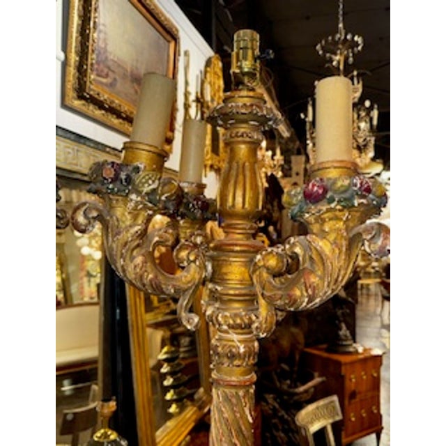 19th Century Pair of 19th C. Italian Giltwood Torchieres Floor Lamps For Sale - Image 5 of 8