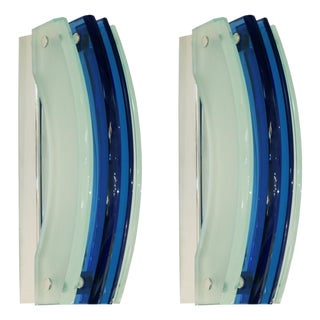 1960s Pair of Modernist Italian Art Glass Sconces by Veca For Sale