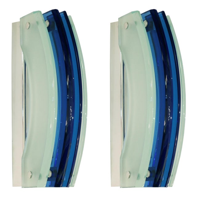 1960s Pair of Modernist Italian Art Glass Sconces by Veca For Sale