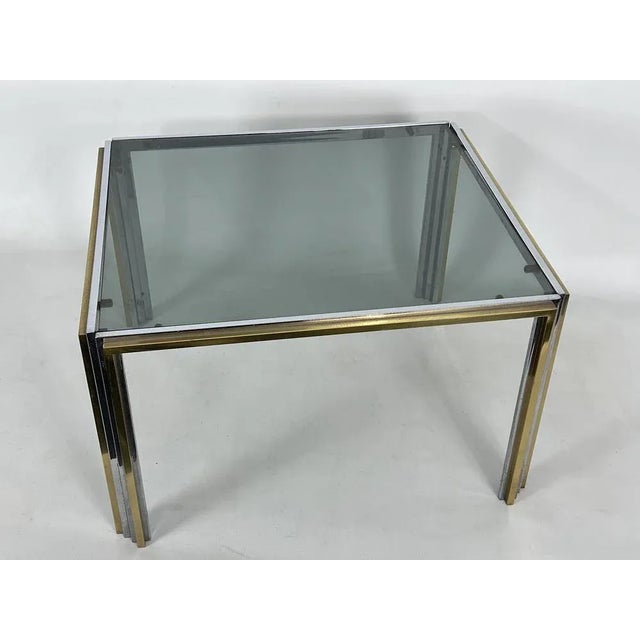 Metal Mid-Century Modern Chrome and Brass Side Table, 1970s For Sale - Image 7 of 11
