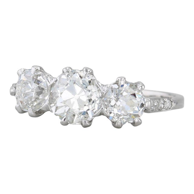 1.91ctw Diamond Round 3-Stone 14k White Gold Size 6.25 Engagement For Sale