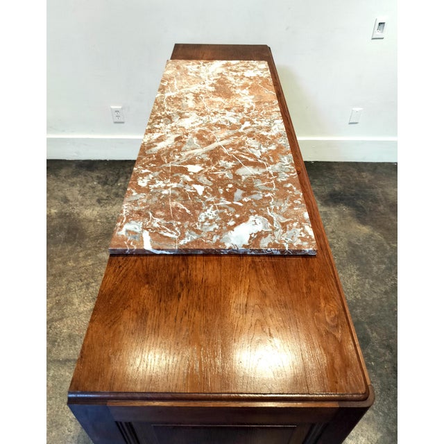 Brown French Art Deco Marble Top Sideboard With Carved Birds and Flowers. For Sale - Image 8 of 12