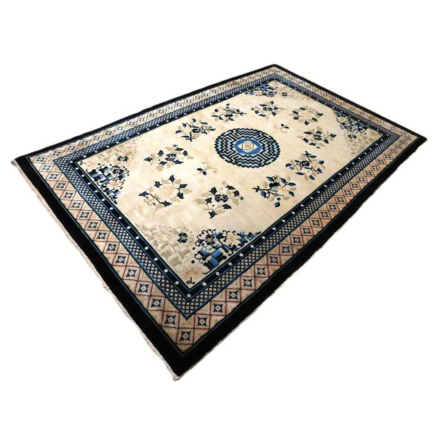 Vintage Hand Knotted Wool Pile Chinese Rug. 8'4"x 5'6" For Sale - Image 10 of 12