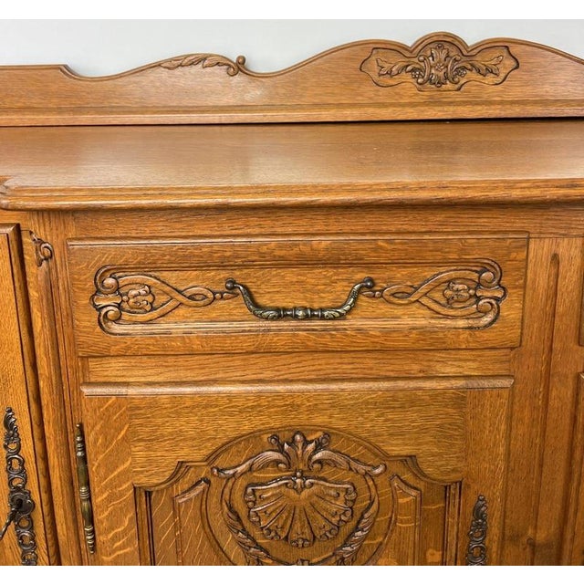 Wood Vintage Louis French Oak Four Door Cupboard For Sale - Image 7 of 17