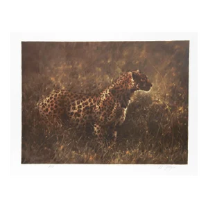 1970s "Leopard in the Grass" Lithograph by Nancy Glazier
