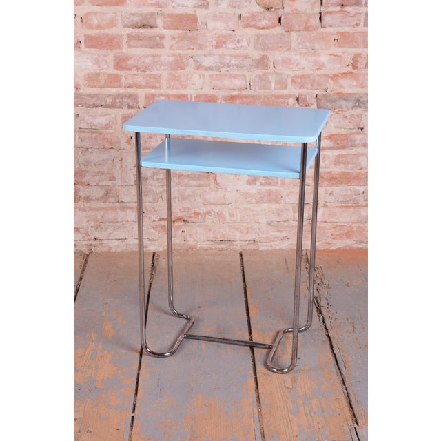 This side table is an iconic example of Functionalist design from the Bauhaus era in 1930s Czechoslovakia. It is a highly...