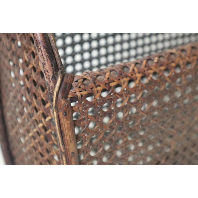Art Deco Newspaper Rack in Handcrafted Wicker and Bamboo, 1940s For Sale - Image 3 of 11