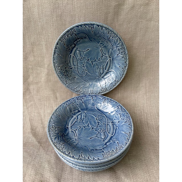 Vintage Blue Bordallo Pinheiro Plates Set of 6 For Sale - Image 11 of 11
